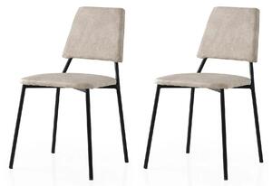 Set 2 scaune LIMA 4551 V2, bej deschis/negru, stofa catifelata/metal