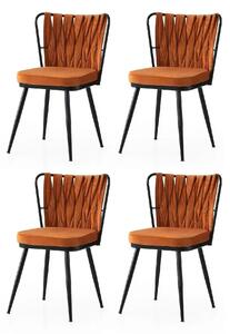Set 4 scaune KUSAKLI 224 V4, caramiziu/negru, stofa catifelata/metal