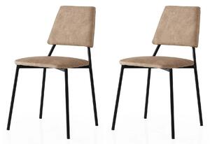 Set 2 scaune LIMA 4552 V2, bej/negru, stofa catifelata/metal, 43x54x78