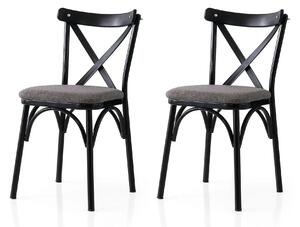 Set 2 scaune EKOL 291 V2, gri inchis/negru, stofa clasica/metal, 42x40