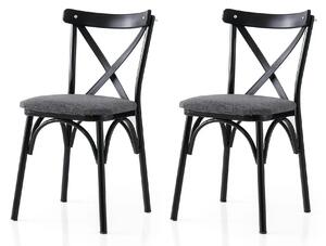 Set 2 scaune EKOL 288 V2, gri/negru, stofa clasica/metal, 42x40x81 cm
