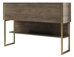Consola LUXE, stejar canyon/auriu, PAL melaminat/metal, 120x30x80 cm