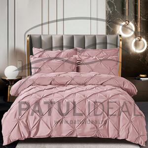 Lenjerie de pat cu pliuri pentru pat dublu - finet , 6 piese - Roz pudra
