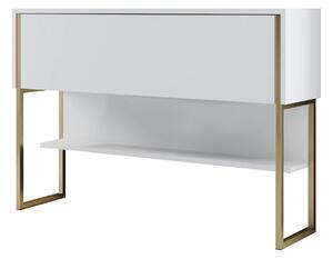 Consola LUXE, alb/auriu, PAL melaminat/metal, 120x30x80 cm