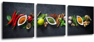 Impresi Tablou Flavorings and spice - 90 x 30 cm (3-piese)