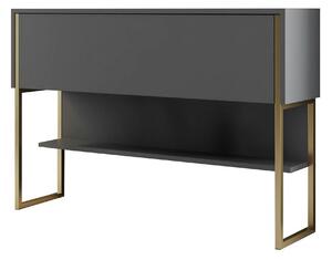 Consola LUXE, gri antracit/auriu, PAL melaminat/metal, 120x30x80 cm