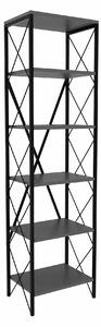 Etajera SUADIYE, gri antracit/negru, PAL melaminat/metal, 50x30x180 cm