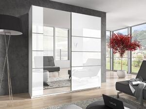 Dulap Melvele 106Alb, Alb lucios, 210x180x61cm, Uși dulap: Glisante