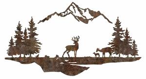 Decoratiune perete RUSTY LANDSCAPE 1, maro, metal, 70x38 cm