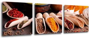 Impresi Tablou Spice in wooden cups - 90 x 30 cm (3-piese)