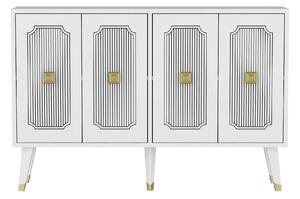 Comoda DERASI, alb/auriu, PAL melaminat, 120x30x80 cm