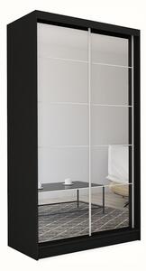 Dulap cu uși glisante și oglindă MARISA + Amortizor, negru, 150x216x61