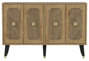 Comoda DESARI, stejar/auriu/negru, PAL melaminat, 120x30x80 cm