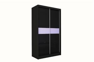 Dulap cu uși glisante ALEXA, alb/sticlă neagră, 180x216x61