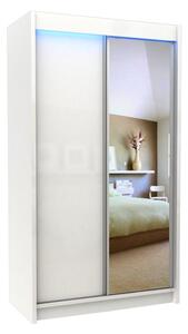 Dulap cu uși glisante și oglindă TARRA, alb, 120x216x61