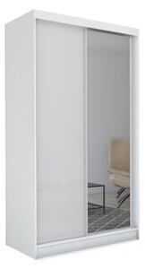 Dulap cu uși glisante și oglindă TARRA, alb, 120x216x61