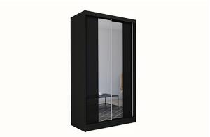 Dulap cu uși glisante si oglindă TOMASO + Amortizor, 150x216x61, negru
