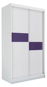 Dulap cu uși glisante ADRIANA + Amortizor, 150x216x61, alb/sticlă violet