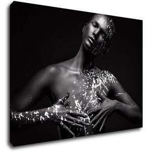 Impresi Tablou Woman portrait black silver - 70 x 50 cm