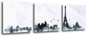 Impresi Tablou Paris panorama - 90 x 30 cm (3-piese)