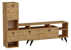 Comoda TV EMMY, pin/negru, PAL melaminat, 185x35x120 cm