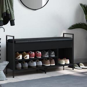 Bancă de pantofi, negru, 105,5x32x57,5 cm, lemn prelucrat