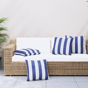 Perne decorative, 4 buc., dungi albastru&alb, 50x50 cm, textil