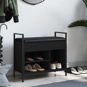 Bancă de pantofi, negru, 65,5x32x57,5 cm, lemn prelucrat