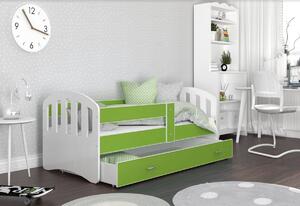 Pat pentru copii HAPPY color + saltea + somieră GRATIS, 160x80, alb/verde