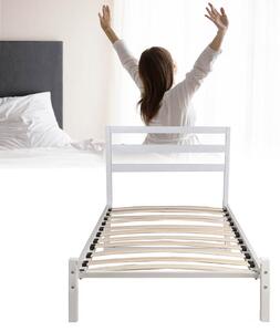 Cadru pat metalic Bella cu grilaj cadou, in mai multe dimensiuni si culori-90x200 cm-alb