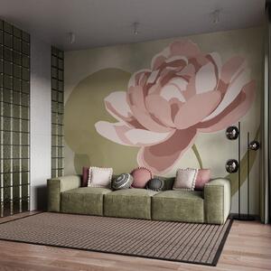 Fototapet Floare roz cu frunze verzi, Fototapet flori, Fototapet populare, t01022v4 - Tapeko.ro