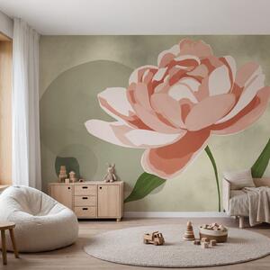 Fototapet Floare roz cu frunze verzi, Fototapet flori, Fototapet populare, t01022v5 - Tapeko.ro