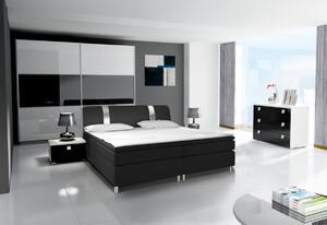 Dulap dormitor cu uşi glisante AGARIO 270, alb/negru luciu