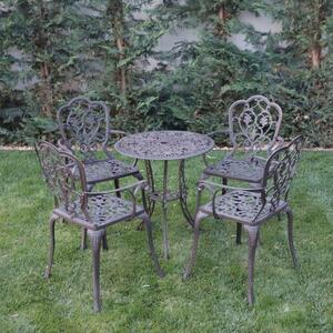 Set mobilier grădină din aluminiu cu 4 scaune Silva, maro