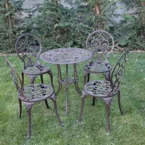 Set mobilier grădină din aluminiu cu 4 scaune Carina, maro