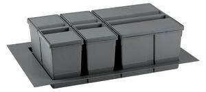 Cos de gunoi gri orion incorporabil in sertar, colectare selectiva, cu 3 recipiente, pentru corp de 800 mm latime