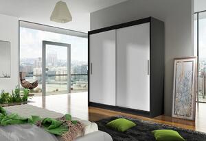 Dulap dormitor cu uşi glisante CARLA I, 180x215x57, negru/alb mat