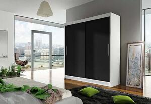 Dulap dormitor cu uşi glisante CARLA I, 180x215x57, negru/alb mat