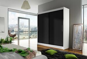 Dulap dormitor cu uşi glisante CARLA I, 180x215x57, alb/negru mat