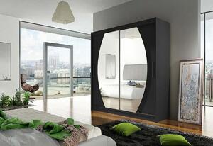 Dulap dormitor cu uşi glisante CARLA IV cu oglindă, 180x215x57, alb mat