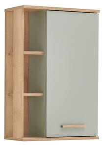 Dulap de baie suspendat verde cu aspect de lemn de stejar 51x75 cm Set 923 - Pelipal