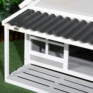 Casa pentru caini PawHut din lemn cu veranda, rezistenta la intemperii, acoperis din PVC | AOSOM RO