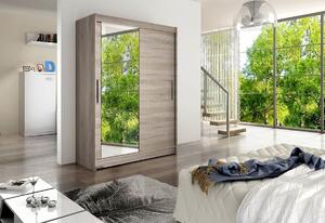 Dulap dormitor cu uşi glisante STAWEN VI cu oglindă, 150x200x58, Trufla