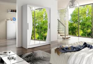 Dulap dormitor cu uși glisante STAWEN X cu oglindă, 150x200x58, ciocolata