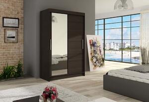Dulap dormitor cu uși glisante FLORIA VI cu oglindă, 120x200x58, ciocolata