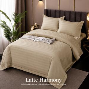 Lenjerie de Pat Damasc Policotton 4 Piese (Latte Harmony)