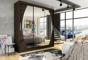 Dulap dormitor cu uşi glisante LUKAS V cu oglindă, 250x215x58, ciocolată