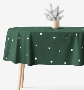 Goldea față de masă de crăciun 100% bumbac - steluțe pe verde închis - ovală 140 x 240 cm