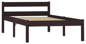 Cadru pat cu 2 sertare, maro închis, 100x200 cm, lemn masiv pin