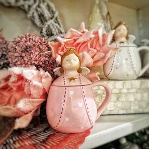 Cana Angel din ceramica roz 16 cm